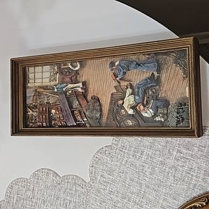 Vintage 3-D Shadow Box, Illustrating Pirates & Sailors Scene, Wall Hanging Art